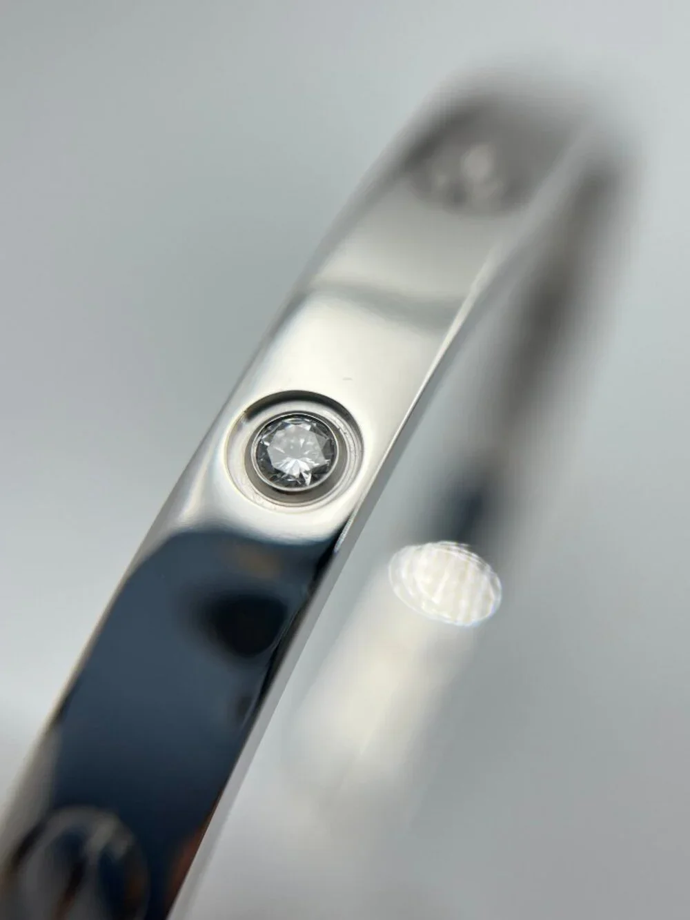 Cartier LOVE Bracelet Classic 4 Diamonds 18K White Gold Size 17